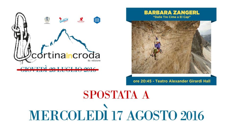 Rinviata al 17 agosto la serata con Barbara Zangerl