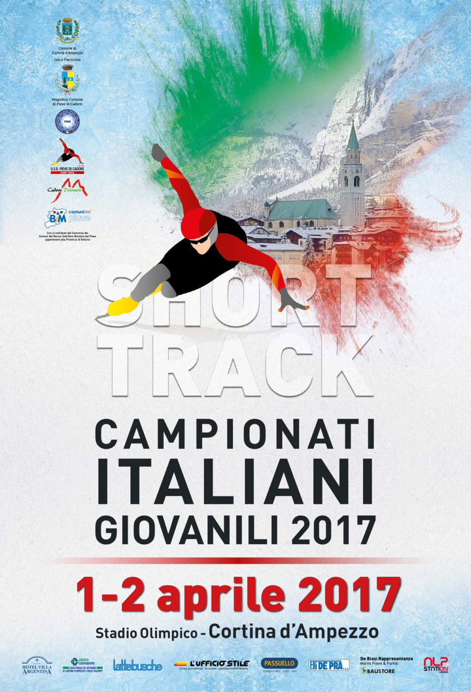 A CORTINA D’AMPEZZO I CAMPIONATI ITALIANI GIOVANILI  DI SHORT TRACK : 1 E 2 APRILE 2017.
