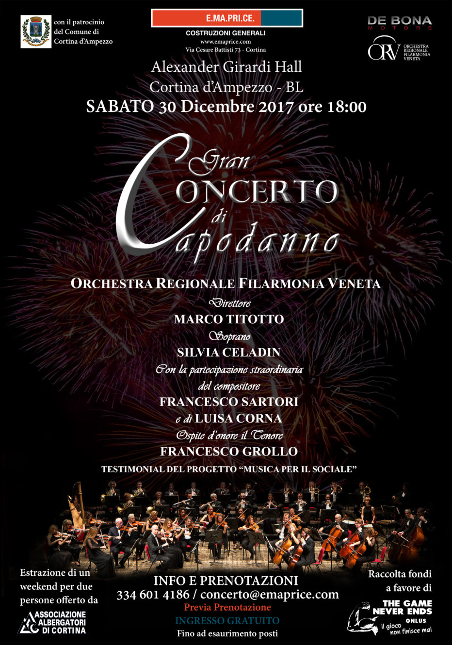 Sabato 30 dicembre 2017: E.MA.PRI.CE. S.p.A. costruzioni generali, è orgogliosa di invitarvi al Gran Concerto di Capodanno.