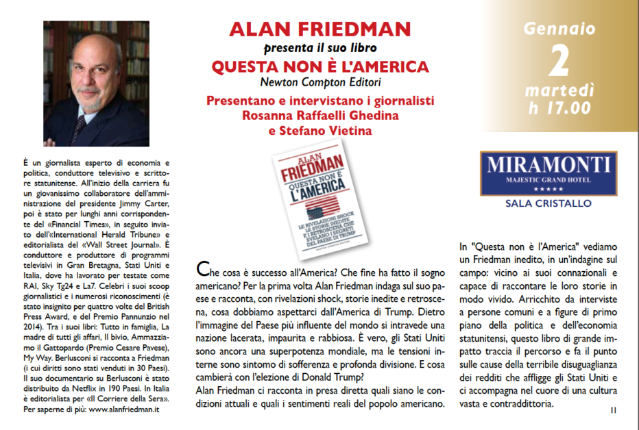 Alan Friedman a CortinaTerzoMillennio presenta il suo libro sull’America: ascolta l’intervista in diretta.