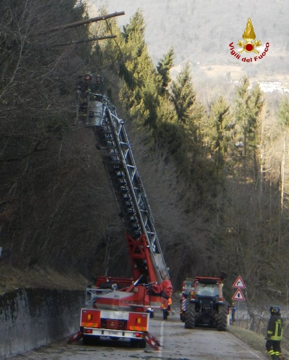 Diversi interventi dei Vigili del Fuoco in provincia a causa del forte vento