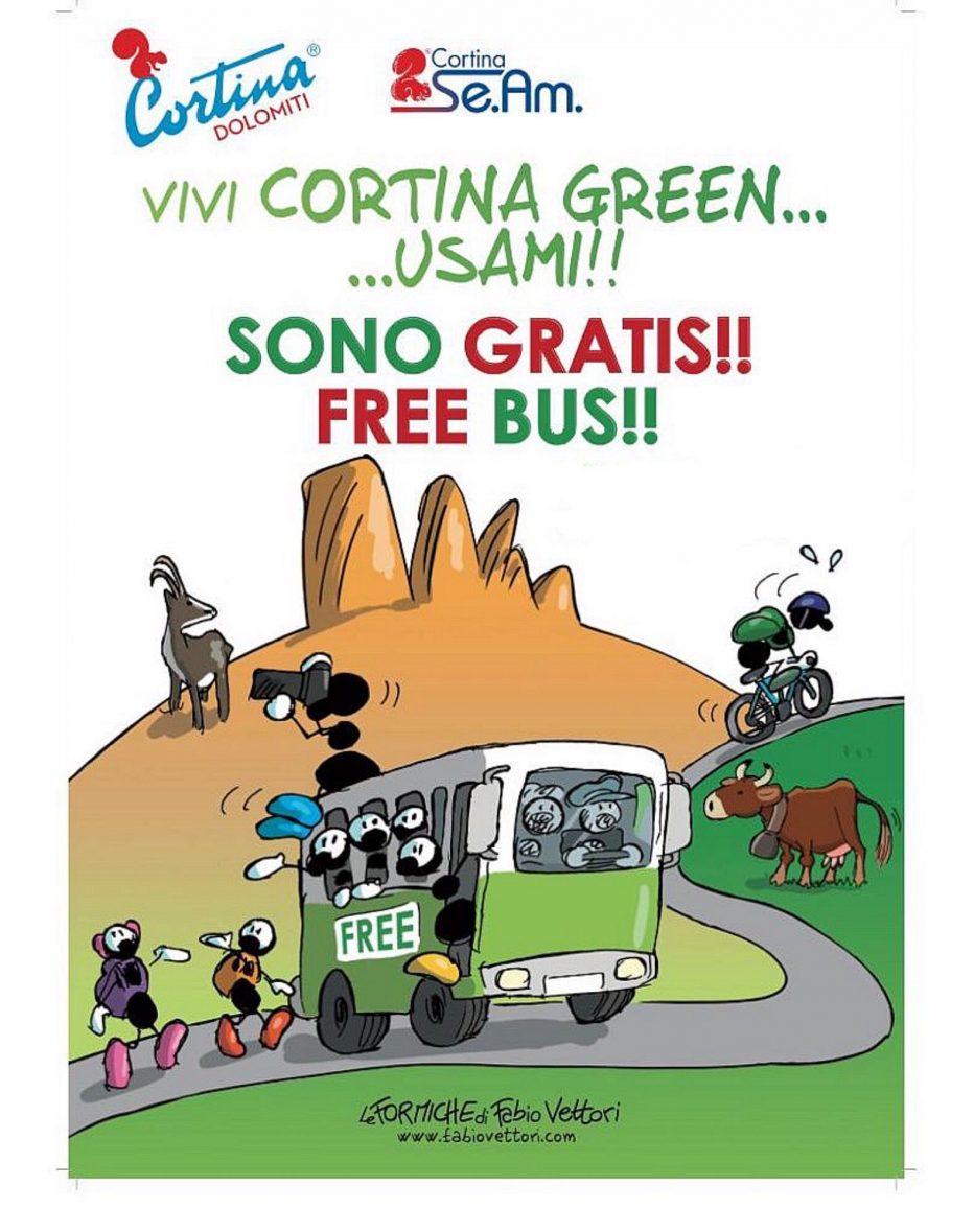 CORTINA SEMPRE PIÙ GREEN: BUS GRATUITI SINO AL 12 SETTEMBRE