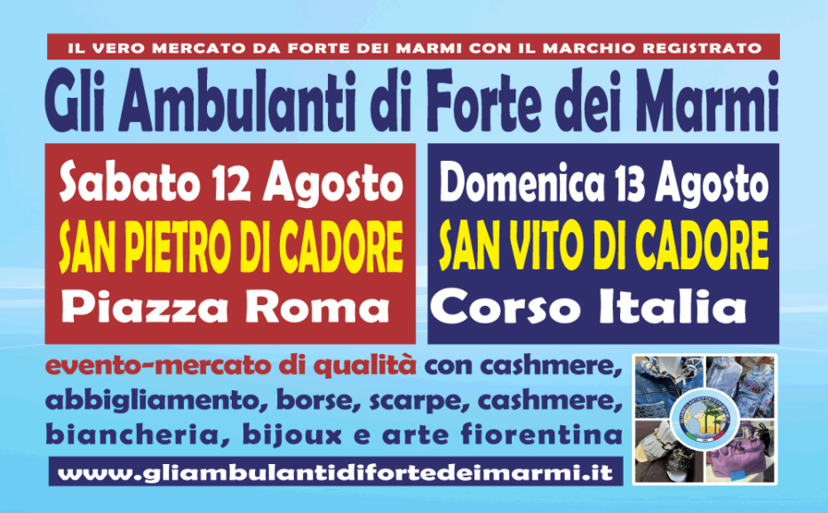 Gli Ambulanti di Forte dei Marmi a San Pietro e San Vito il 12 e 13 agosto
