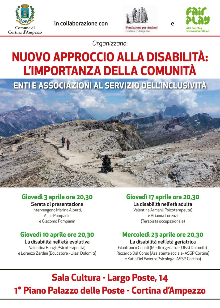 CORTINA PROMUOVE L’INCLUSIONE: QUATTRO APPUNTAMENTI AD APRILE PER SENSIBILIZZARE SULLA DISABILITÀ