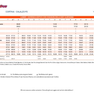DOLOMITIBUS: AGGIORNAMENTO ORARI LINEA 30 CALALZO – CORTINA  FINO AL 9 LUGLIO 2025