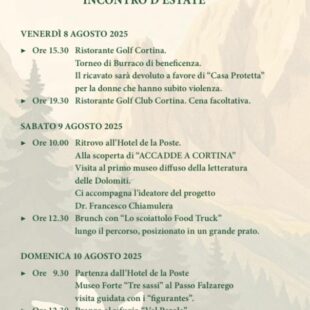 “Incontro d’Estate” organizzato dal Soroptimist Club di Cortina d’Ampezzo. ascolta l’intervista con la Presidente Paola Coletti