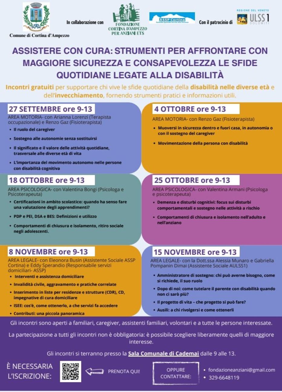 Percorso formazione disabilità, ciclo di incontri gratuiti a cura di Fondazione Anziani Cortina: ascolta l’intervista con la psicologa e pedagogista Valentina Armani