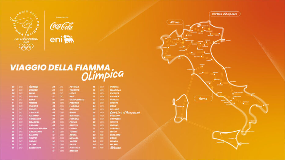 IL VIAGGIO DELLA FIAMMA OLIMPICA DEI GIOCHI DI MILANO CORTINA 2026 ILLUMINA IL VENETO