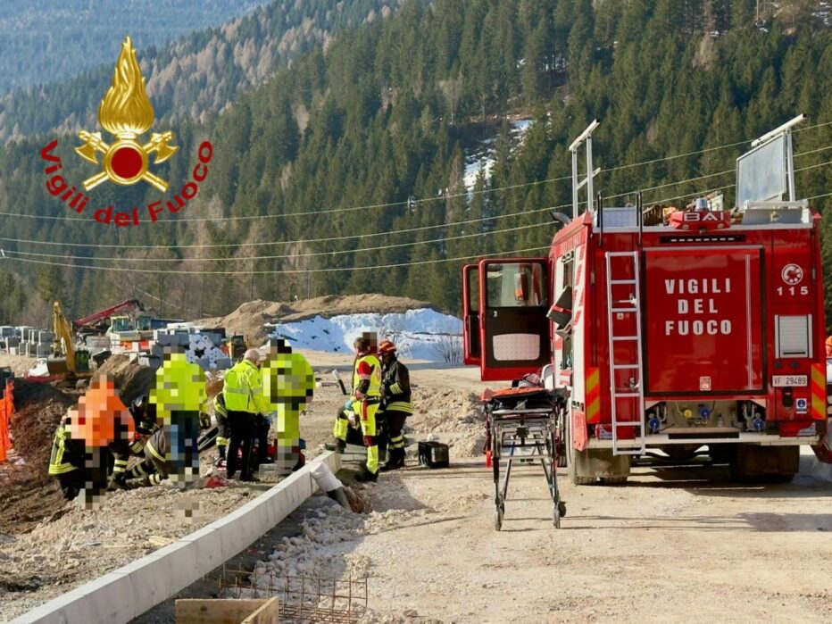 INCIDENTE SUL LAVORO NEL CANTIERE DELLA VARIANTE ALLA 51 DI SAN VITO DI CADORE